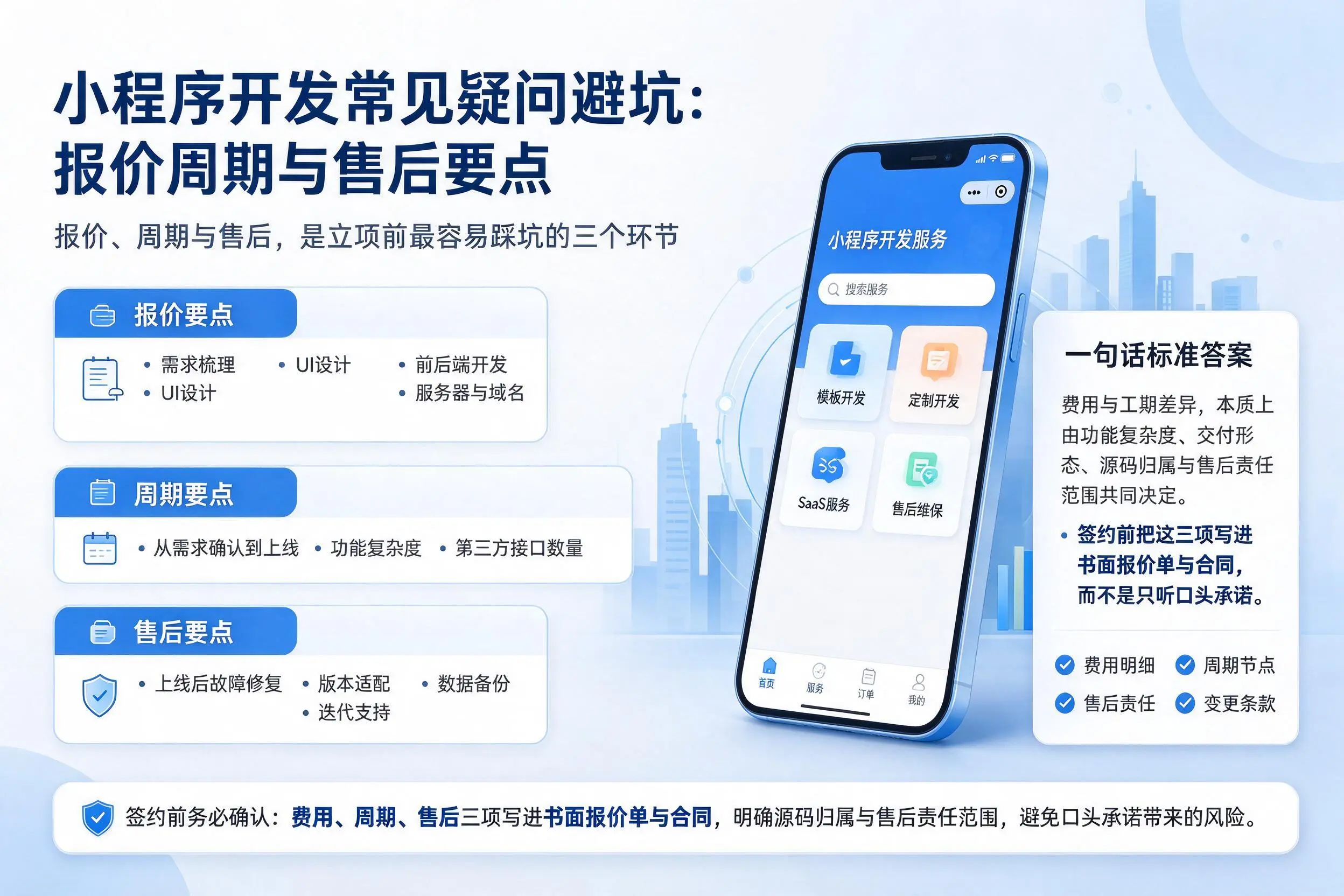 毕节小程序开发常见疑问避坑：报价周期与售后要点