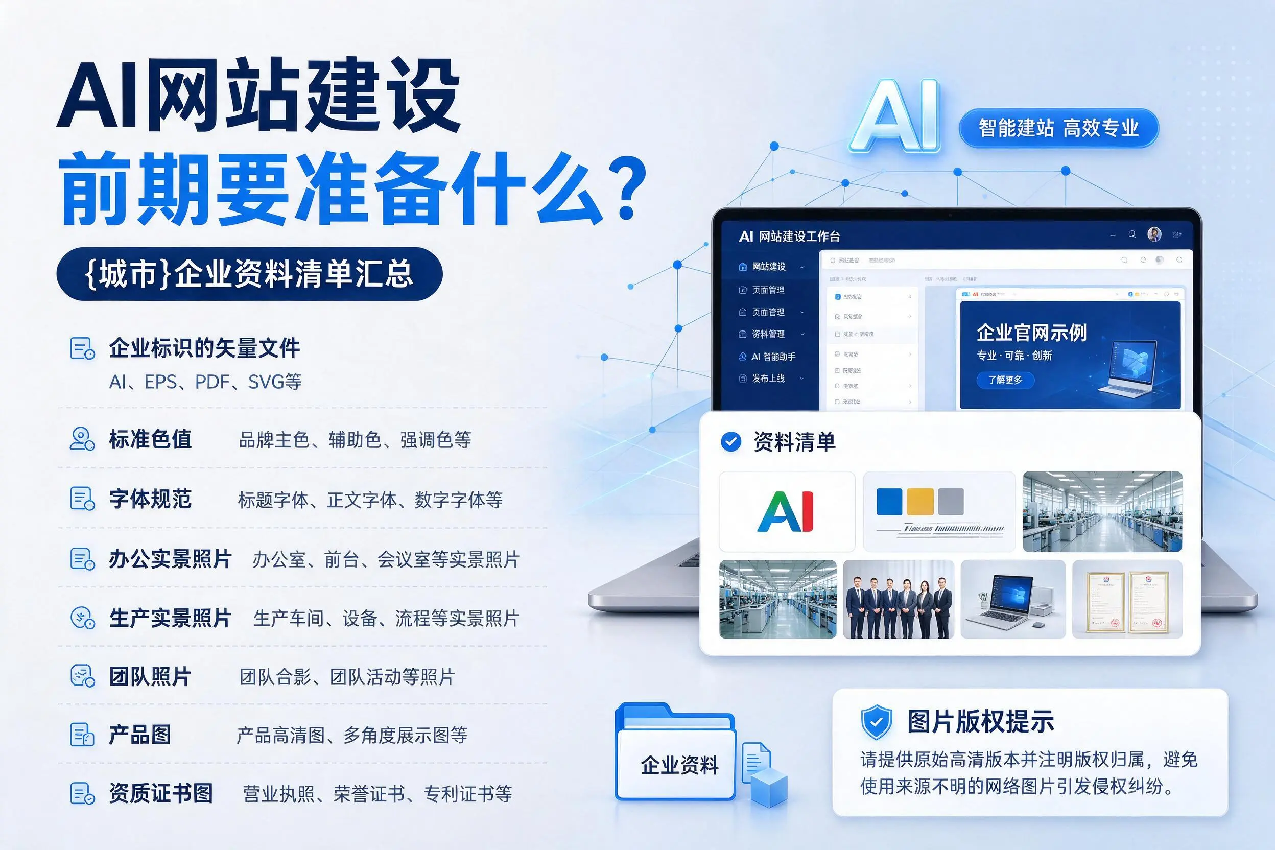 AI网站建设前期要准备什么?毕节企业资料清单汇总