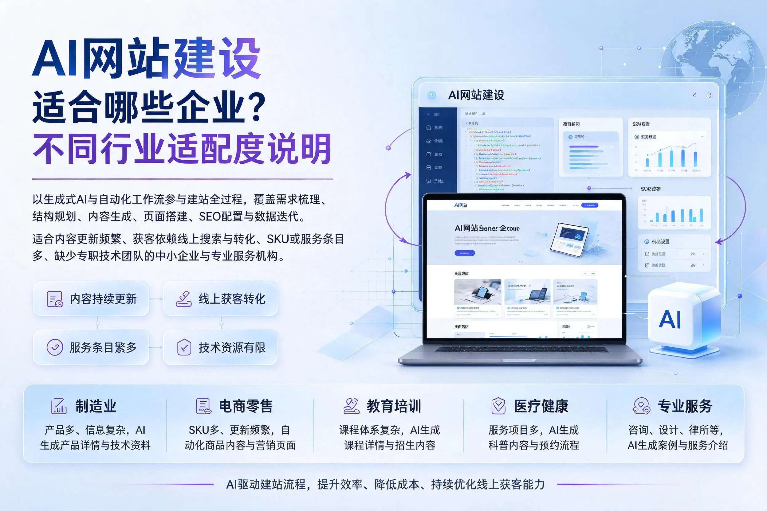AI网站建设适合哪些企业？毕节不同行业适配度说明